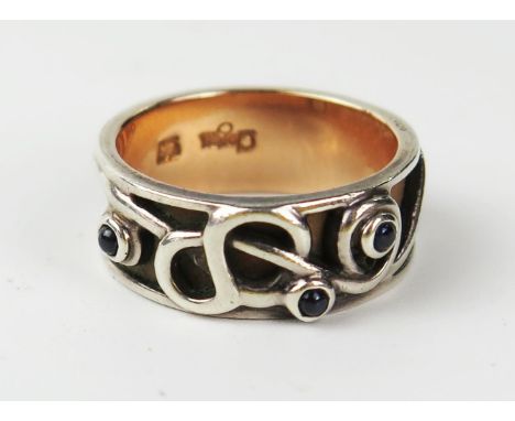 Clogau Ring set with cabochon sapphires, size O, 6g