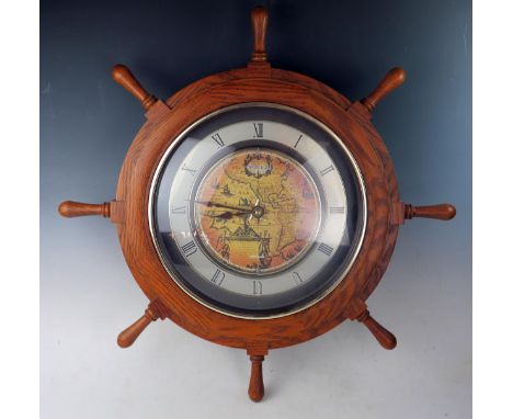 Small World Rhythm Ship's Wheel Automaton Musical Clock, 4MH817-R, 63cm wide 