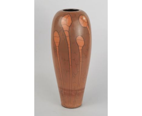 John Nuttgens Studio Pottery Burnished Smoke Fired Ceramic Vase, 31cm, with broadway modern receipt 