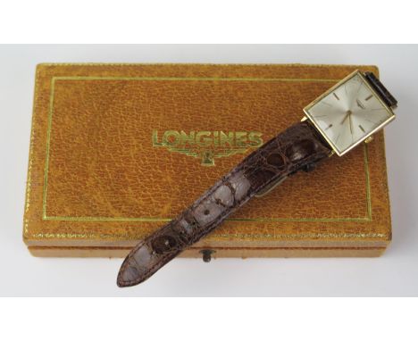 Gent's LONGINES 9ct Gold Wristwatch, the 30x26mm case with manual wind calibre 428 movement no. 13350773, the case back marke