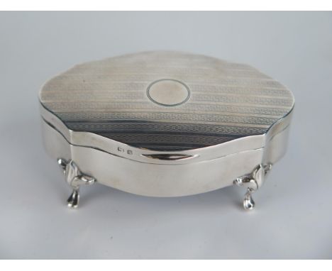 Silver Ring Box with engine turned decoration, 8.5cm wide, Birmingham 1912, Henry Matthews, 99.6g gross 