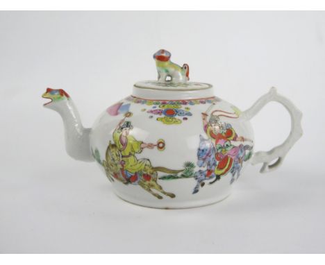 19th Century Chinese Famille Rose Porcelain Teapot with matched cover, 22cm spout to handle 