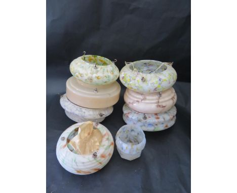 Seven 1930's Glass Lamp Shades