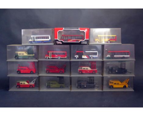 6 Corgi Original Omnibus 1:76 Scale Model Optare and Mercedes Buses and 9 Corgi Classics Tower Trucks and Wreck Trucks (cases