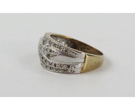 9ct Gold and Diamond Ring, size P.5, 4.7g 