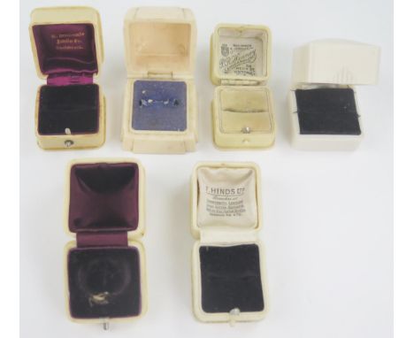 Six Ivorine or Plastic Ring Boxes 
