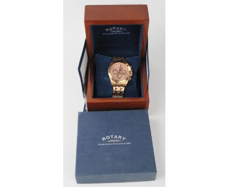 ROTARY Rose Gold Plated Chronograph Wristwatch, boxed and appears unworn (was £249 retail) 