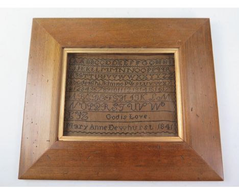 Victorian Sampler worked by Mary Anne Dewhurst 1841, 21.5x16.5cm 