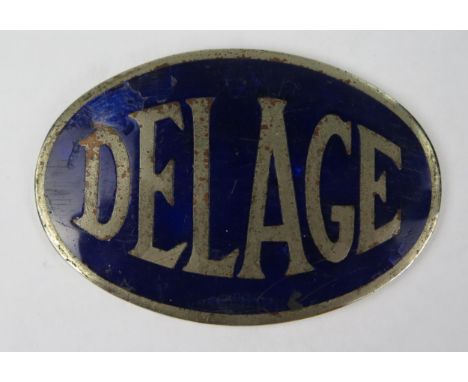 Delage Enamel Radiator Plaque, original, 81x51mm 