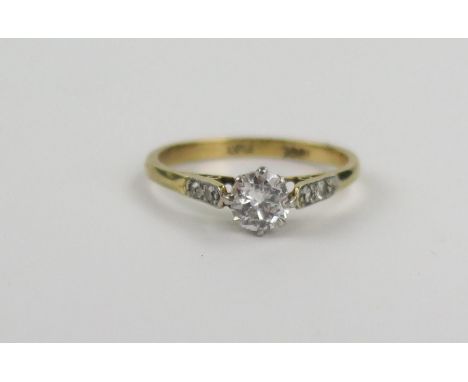 18ct Gold and Diamond Solitaire Ring with a platinum claw setting, EDW .5ct, size L.5, 2.1g 