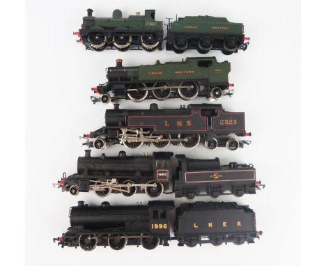 5 OO Gauge Locomotives including Bachmann, Airfix, Hornby, Mainline and one unbranded (last is missing face) 