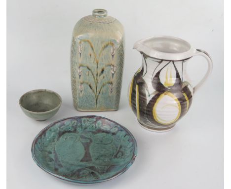 Jane Whittock 'Faith &amp; Light' Studio Pottery Plate (20cm), jug, lamp base and tea bowl 