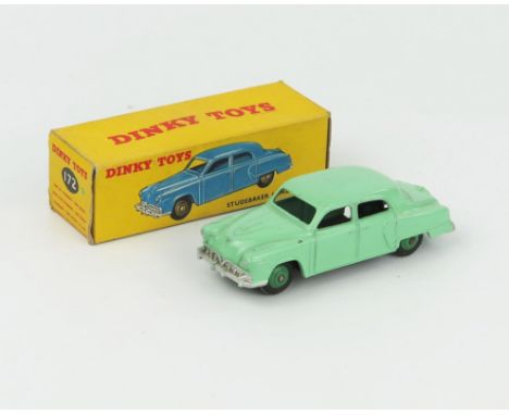 A Dinky Toys 172 Studebaker Land Cruiser in light green with mid green hubs in correct colour spot box. Excellent+ in very go