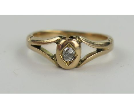 Antique 18ct Gold and Diamond Ring, size G, 1.7g. Faults 