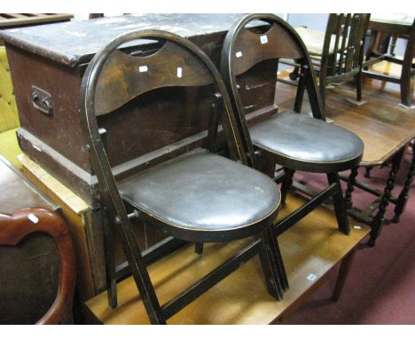 A Pair of Vintage Folding Hall Chairs, arched back - for collector's only. (2)