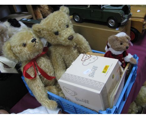 A Steiff Limited Edition 'Santa In The Box' No. 93, (boxed with certificates) and two Limited Edition Merrythought golden plu