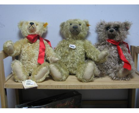 Three Modern Steiff Plush Teddy Bears, including Classic 1920 - all with growlers, 43cm and smaller. (3)