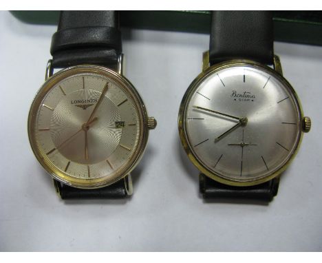 Longines; A Modern Gents Wristwatch, the signed dial with baton markers, date aperture and centre seconds, case back stamped 