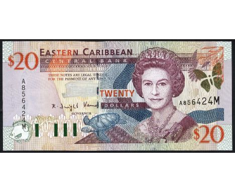 East Caribbean States, P 39m, Linzmayer ECCB B23m, Eastern Caribbean Central Bank, Montserrat, 20 Dollars, (2000). Fish, barc