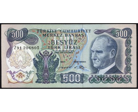 Turkey, P 190r, Pulko C78, Central Bank of Turkey, 500 Lira, L.1970 (1974), REPLACEMENT. Portrait of President Kemal Atatürk 