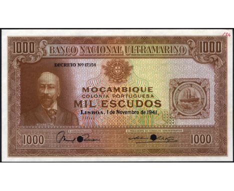Mozambique, P 88s, Banco Nacional Untramarino, Moçambique, 1,000 Escudos, November 1, 1941, SPECIMEN. Portrait of A. Ennes at