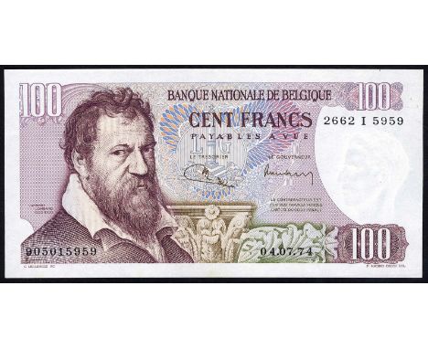 Belgium, NBBB-66r, P 134br, Banque Nationale de Belgique, 100 Francs, July 3, 1974, REPLACEMENT (letter I). Portrait of Lambe