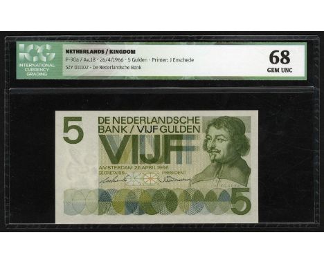 Netherlands, AV 18.2a, P 90b, De Nederlandsche Bank, 5 Gulden, April 26, 1966, ZY REPLACEMENT. Portrait of Joost van Vondel a