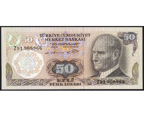 Turkey, P 188r, Pulko C72, Central Bank of Turkey, 50 Lira, L.1970 (1976), REPLACEMENT. Portrait of President Kemal Atatürk a