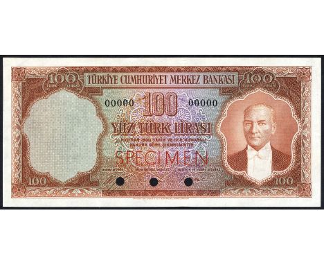 Turkey, P 167ct, Pulko C50, Central Bank of Turkey, 100 Lira, L.1930 (1952), COLOR TRIAL. Red. Portrait of President Kemal At