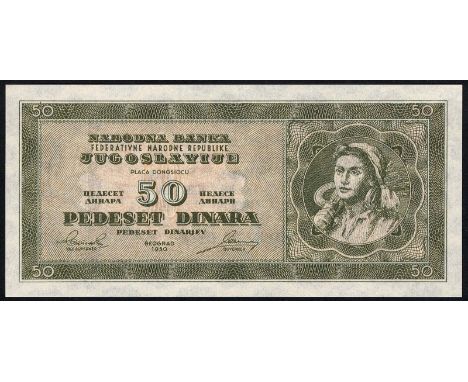Yugoslavia, P 67U, Barac Y64, Narodna Banka Jugoslavije, 50 Dinara, 1950. Portrait of farm woman with sickle at right on fron