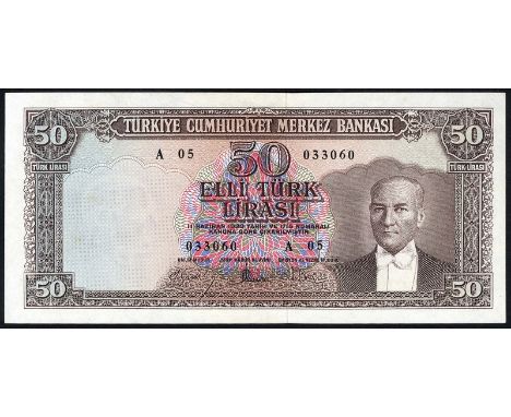 Turkey, P 162a, Pulko C47, Central Bank of Turkey, 50 Lira, L.1930 (1960). Portrait of President Kemal Atatürk at right on fr