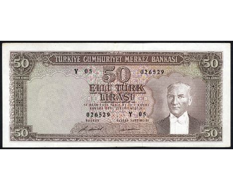 Turkey, P 187Aar, Pulko C49, Central Bank of Turkey, 50 Lira, L.1970 (1971), REPLACEMENT. Portrait of President Kemal Atatürk