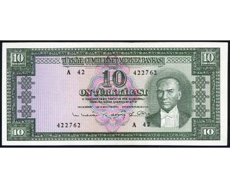 Turkey, P 161, Pulko C42, Central Bank of Turkey, 10 Lira, L.1930 (1963). Portrait of President Kemal Atatürk at right on fro