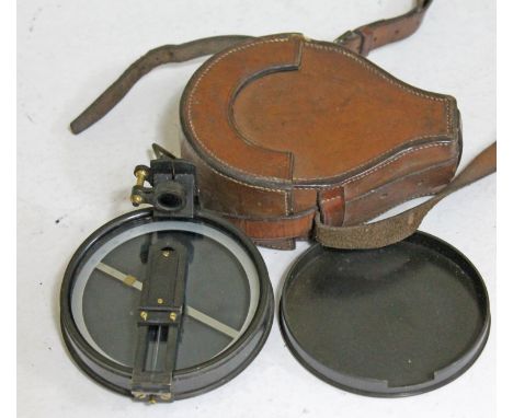 A 19th Century compass by Cary, London, diam. 10cm, with leather case. CONDITION REPORT - good, no damage/repair, minor wear 