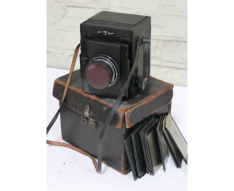 Thornton Pikcard Junior Special plate camera with leather case and plates.