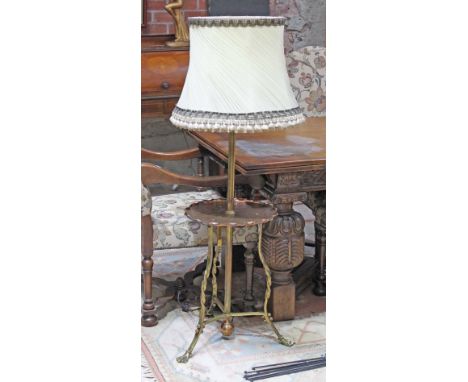 An Arts & Crafts copper and brass lamp standard, height 140cm.