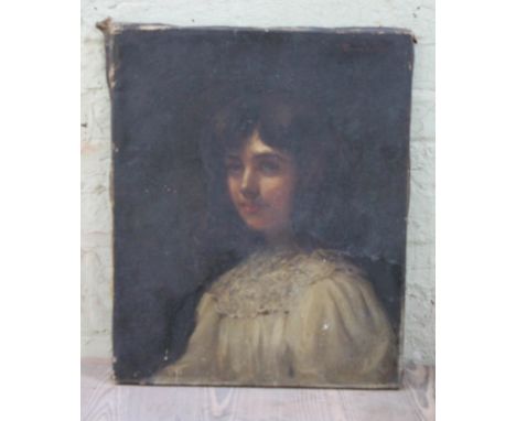 John Hanson Walker (1844 - 1933), portrait of a young girl, oil on canvas, 46cm x 56cm, signed top right, unframed.