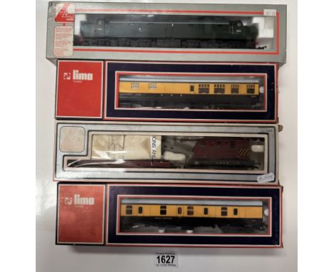 A Lima diesel locomotive, 2 coaches &amp; a crane