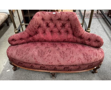 A 19th century lounge sofa on ball &amp; claw feet with deep buttoned back 