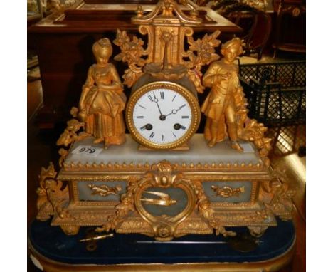 A good French 8 day gilded mantel clock. 