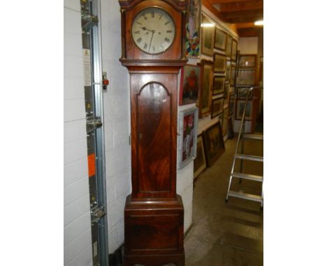 An eight day Grandfather clock with silvered dial. 