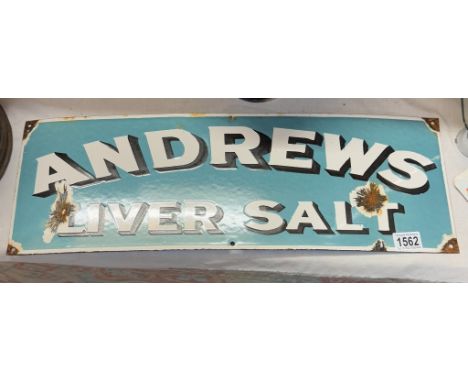 A retro Andrews liver salt enamel sign 61cm x 20.5cm 
