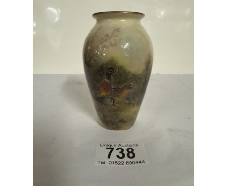 A Royal Worcester hand painted small vase signed J. Stinton 