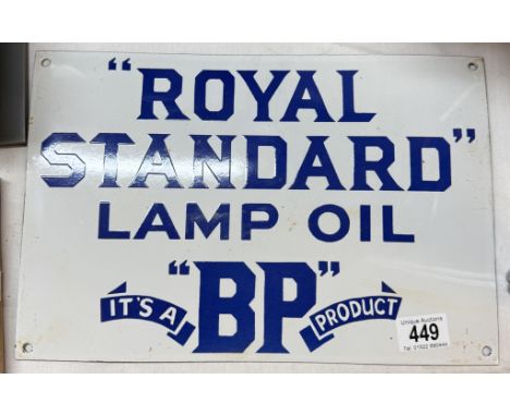 A retro Royal Standard Lamp Oil BP retro enamel sign. 36cm x 24cm 