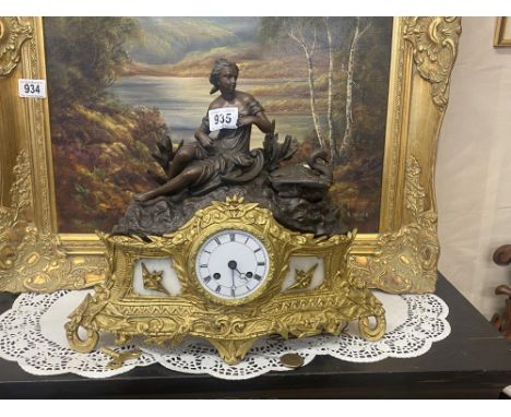 A French gilded &amp; bronze 8 day mantle clock, in working order