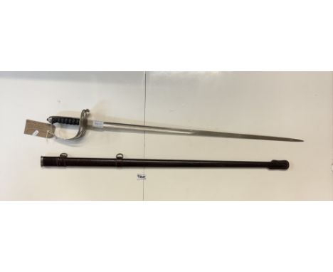 An 1857 PTN Irish guards parade sword GVR cypher &amp; leather scabbard 