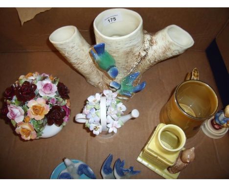 Selection of Sylvac vases, Hummel figure, Royal Albert Country Roses, posy vase etc 