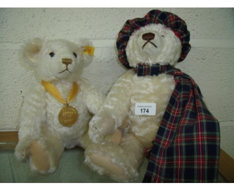 Two modern Steiff teddy bears including Millenium Bear and a Scots tartan bear with growler (2) 