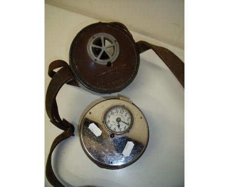 Leather cased 'Day's Watchman's Tell Tale' clock by Thames MNFG. Co. Ltd London No 74602 