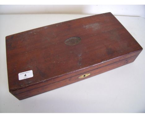 Late 19th century mahogany cased surgeons box with fitted interior containing a selection of various assorted tools and drill